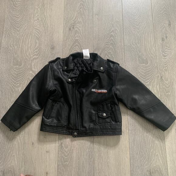 Harley-Davidson Motorcycles Embroidered Black Full Zip Biker Jacket 4T